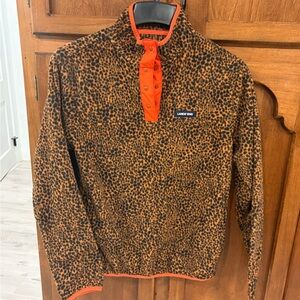 Lands' End Leopard Print Fleece with Orange Trim